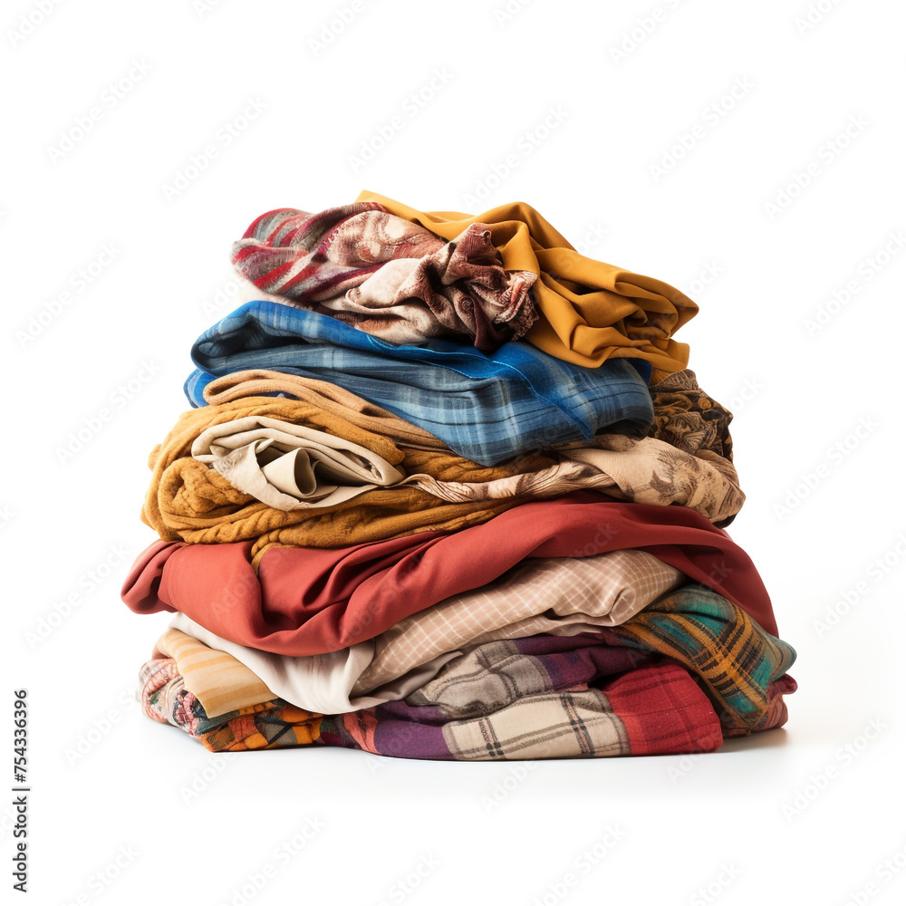 pile of folded clothes on a white background сreated with Generative Ai