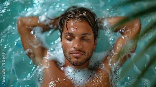 top view A man  in the water pool © nataliya_ua