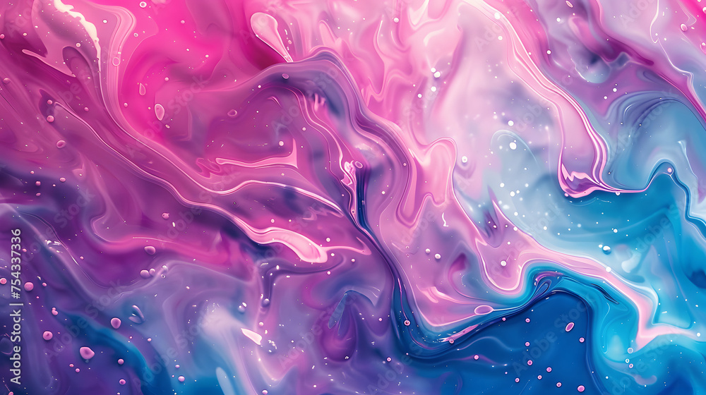 Fototapeta premium Blue and violet colours. Liquid paints on wet paper. Beautiful grunge texture for card, poster, invitation. Unusual abstract illustration. Horizontal image. Marble background.