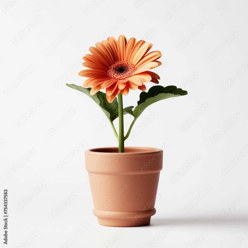 flower in a pot on a white background сreated with Generative Ai