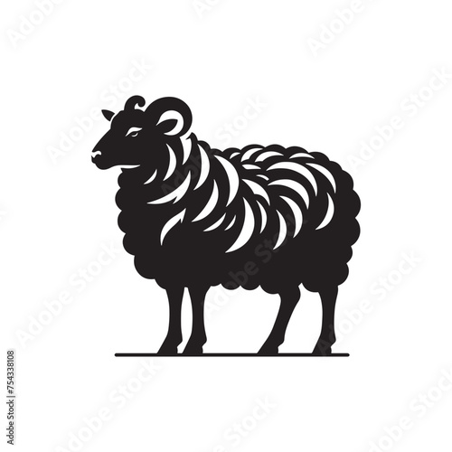 Pastoral Peace: Vector Sheep Silhouette Collection for Farmyard Designs, Livestock Illustrations, and Countryside-themed Artwork.