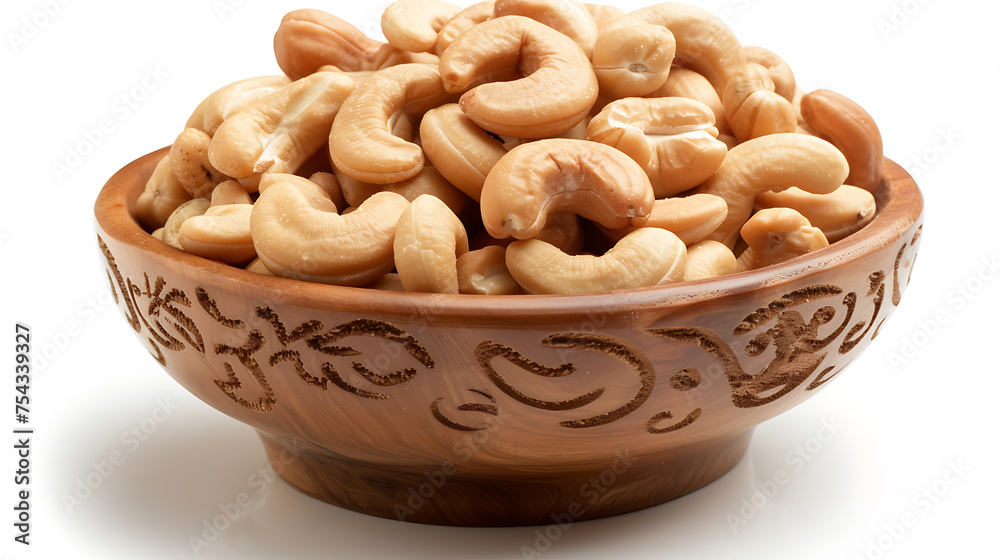 cashew nuts in a bowl on a white background close-up cashew nuts in a bowl on a white background close-up