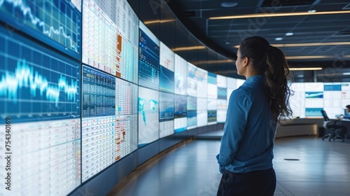 People working together at observing data center with large screens, cyber security, protection, incidence response and recover. Generative AI.