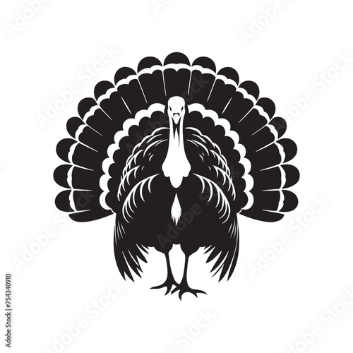 Gobble Guardians: Vector Turkey Silhouette Collection for Thanksgiving Designs, Wildlife Illustrations, and Autumn-themed Artwork. Black turkey vector.