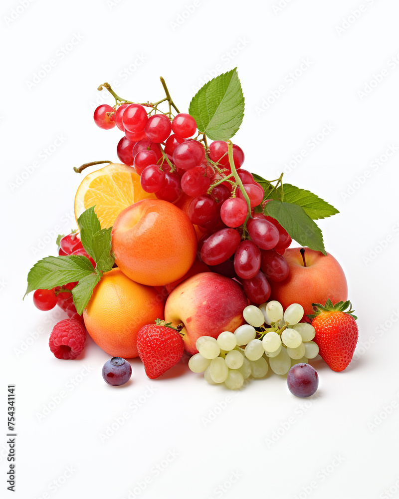 fresh fruit on a white background сreated with Generative Ai fresh fruit on a white background сreated with Generative Ai