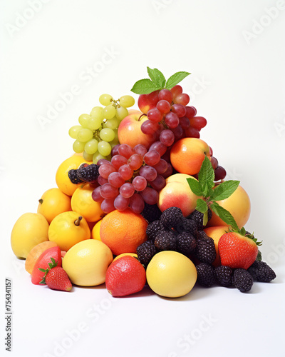 fresh fruit on a white background   reated with Generative Ai