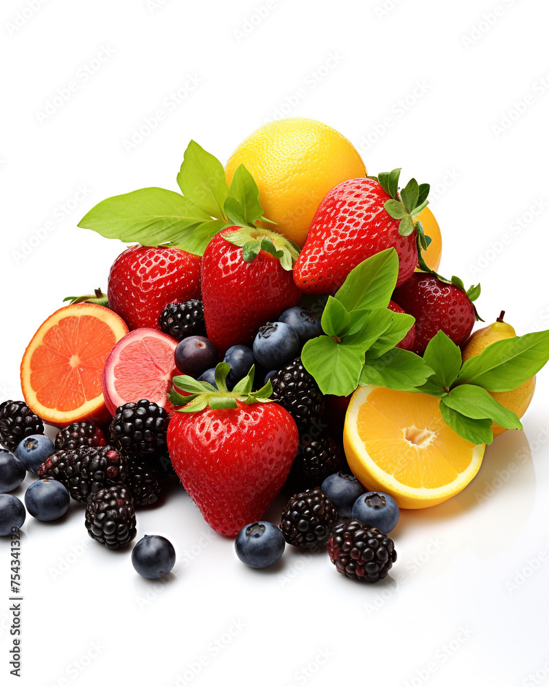 fresh fruit on a white background сreated with Generative Ai fresh fruit on a white background сreated with Generative Ai