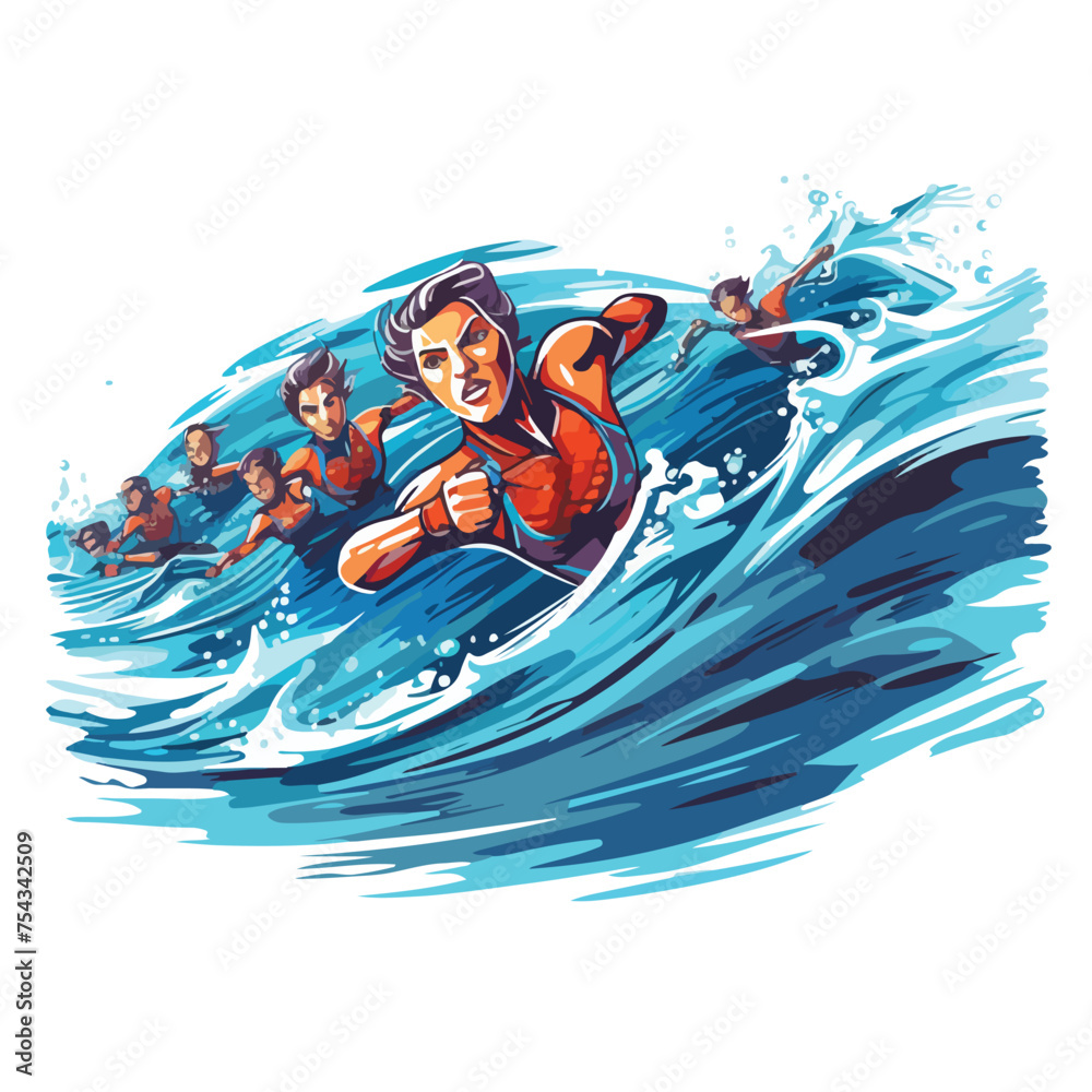 A swimming competition with strong swimmers vector clipart
