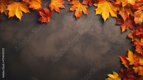 Autumn Fall leaves background. Illustration AI Generative