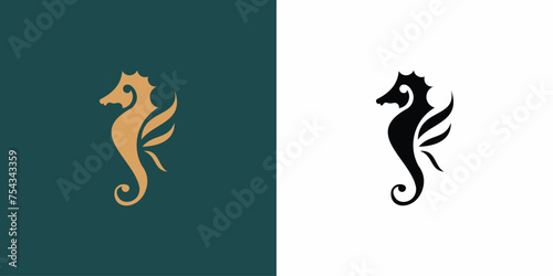 Simple seahorse logo design with unique concept| premium vector