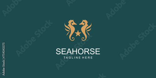 Simple seahorse logo design with unique concept| premium vector