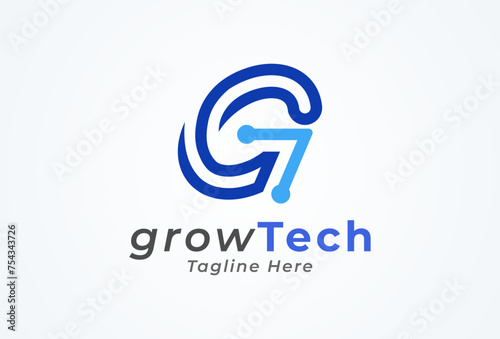 Letter G Technology Logo. letter G with tech style logo design inspiration. Flat Vector Logo Design. vector illustration