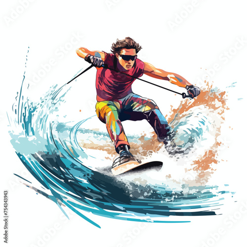 A wakeboarding adventure with a wakeboard vector clipart
