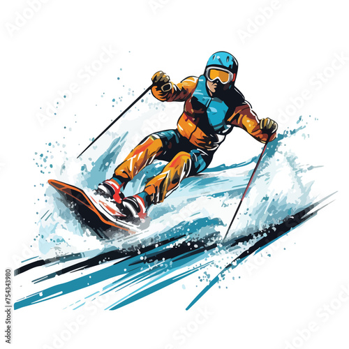 A water skiing adventure with skis vector clipart isolated