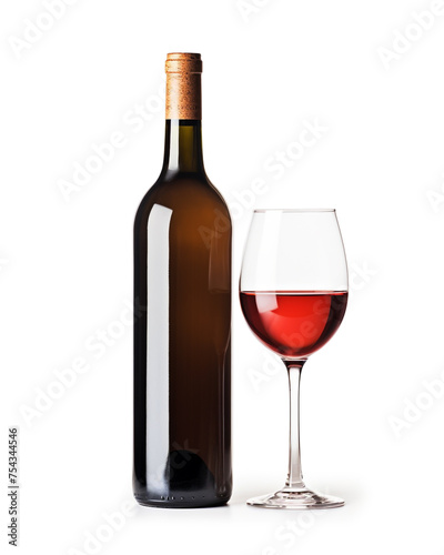 bottle of wine on a white background сreated with Generative Ai