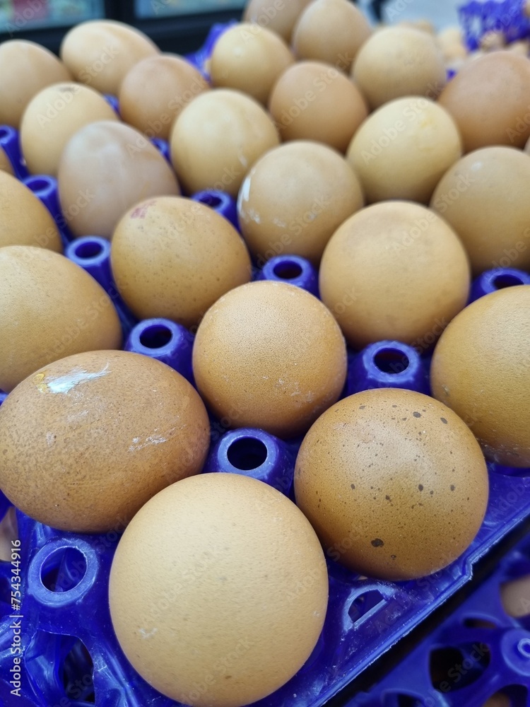 Eggs on a shelf sold in the market Eggs on a shelf sold in the market