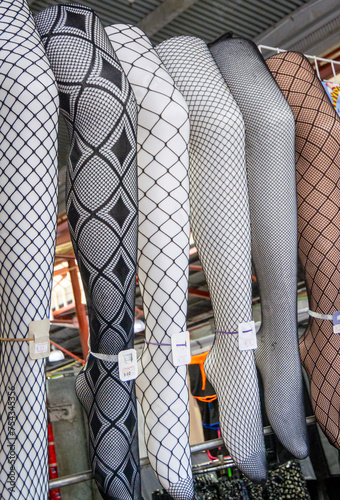 Display of different patterrned ladies tights