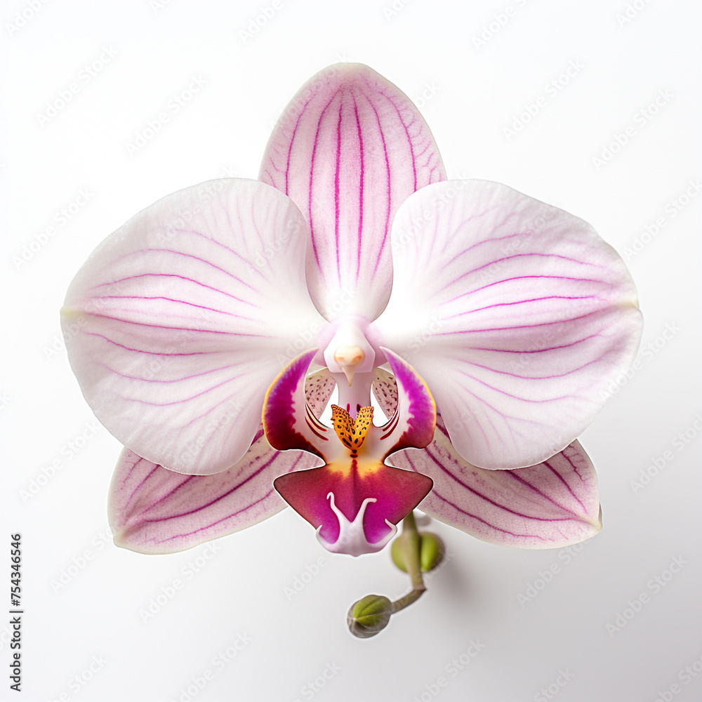 Naklejka premium orchid flower on white background сreated with Generative Ai