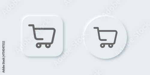 Shopping cart line icon in neomorphic design style. Buy signs vector illustration.