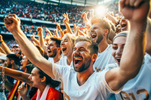 German football soccer fans in a stadium supporting the national team, Die Mannschaft
 photo