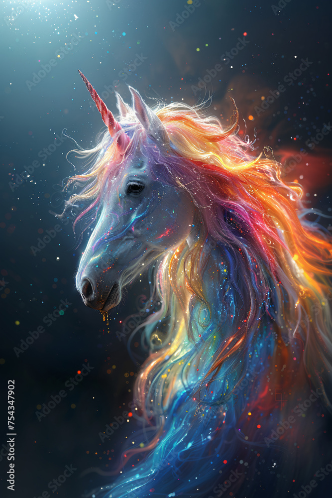 Lovely unicorn illustration in a spectrum of hues. Lovely unicorn illustration in a spectrum of hues.