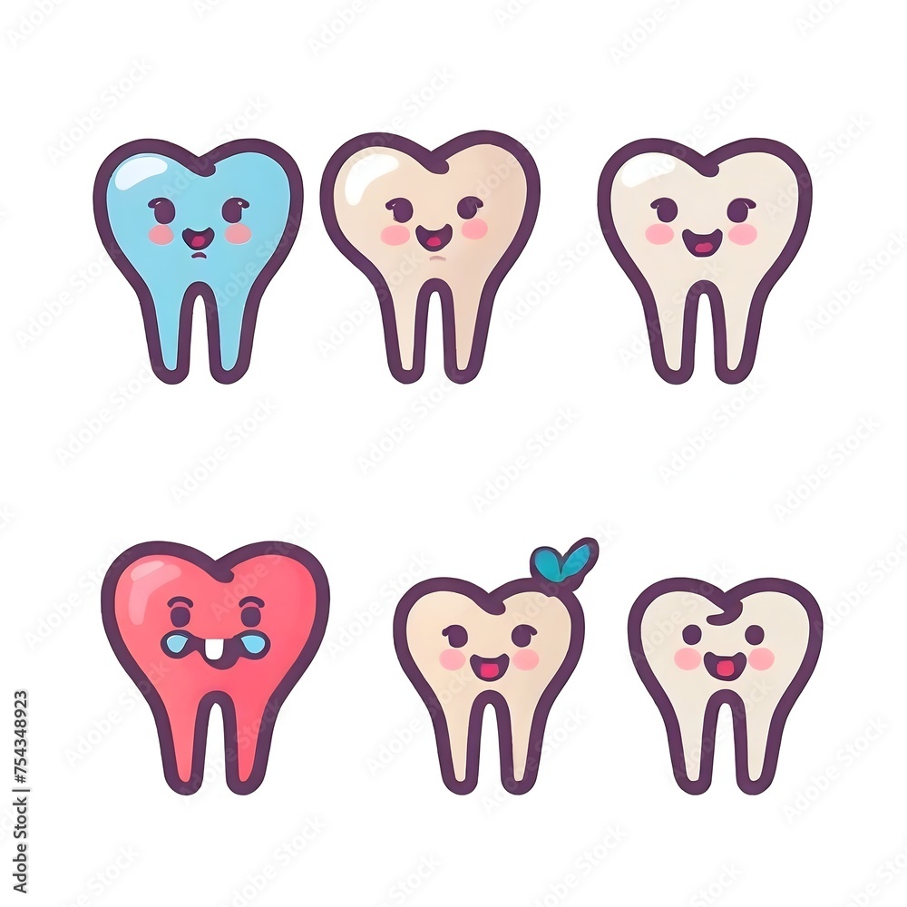 Cheerful Smiles. Icon Set Illustrating the Concept of Healthy and Clean Dental Care. Cheerful Smiles. Icon Set Illustrating the Concept of Healthy and Clean Dental Care.