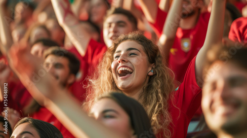 Portuguese football soccer fans in a stadium supporting the national team, A Selecao das Quinas 