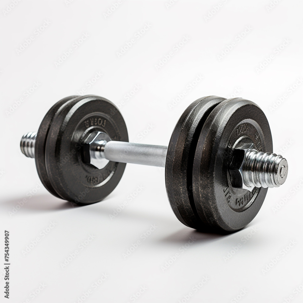dumbbell on white background side view сreated with Generative Ai dumbbell on white background side view сreated with Generative Ai