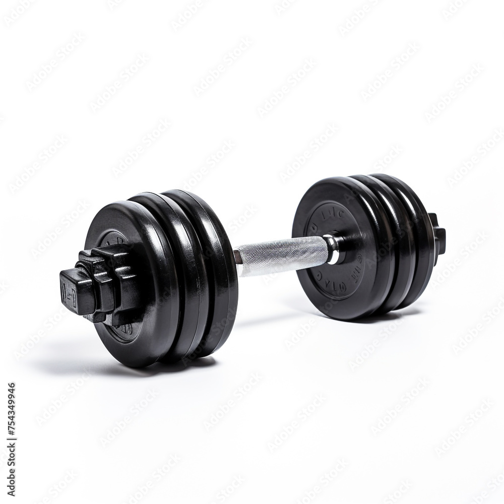 dumbbell on white background side view сreated with Generative Ai dumbbell on white background side view сreated with Generative Ai