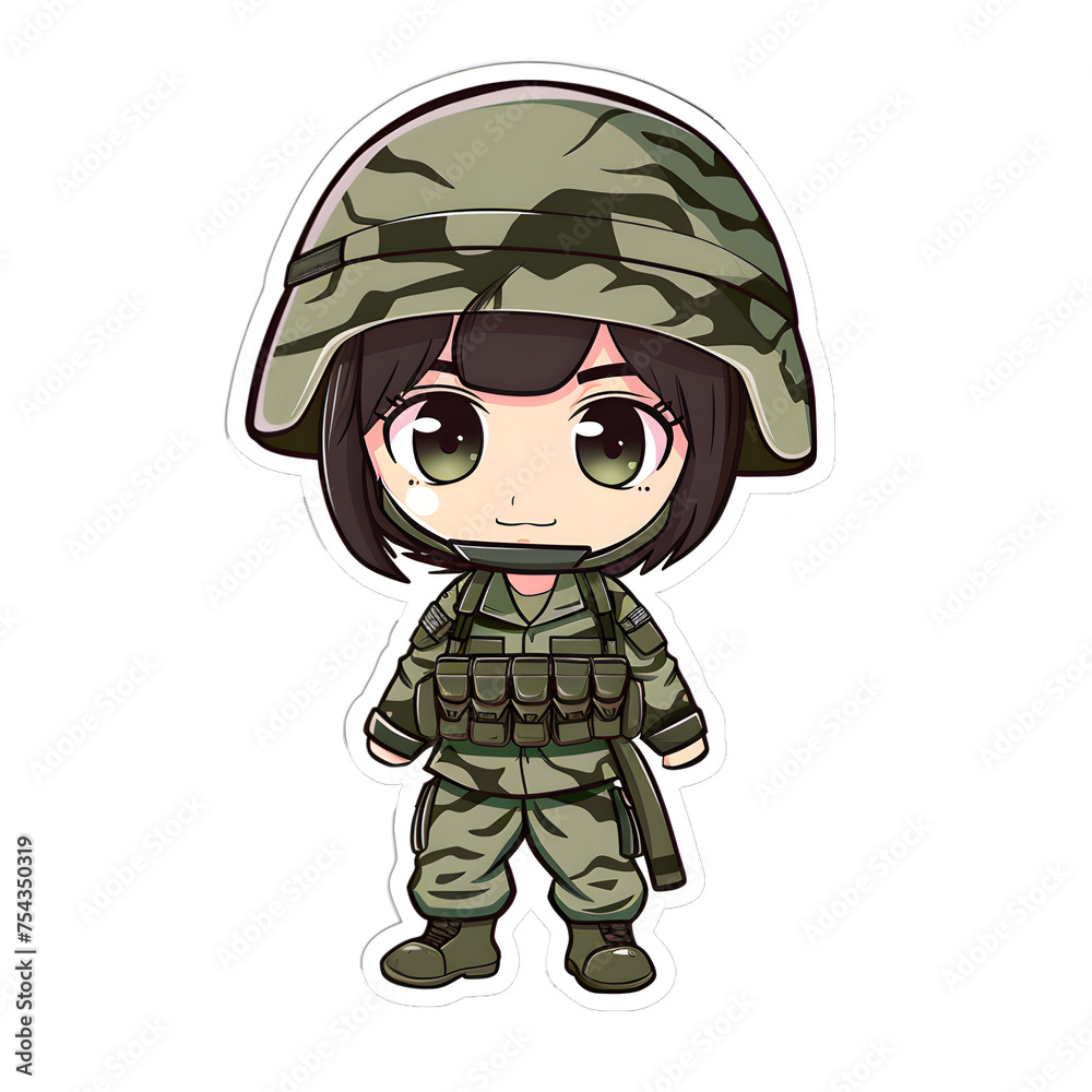 Female army officer cute sticker | High Quality | Transparent PNG Female army officer cute sticker | High Quality | Transparent PNG
