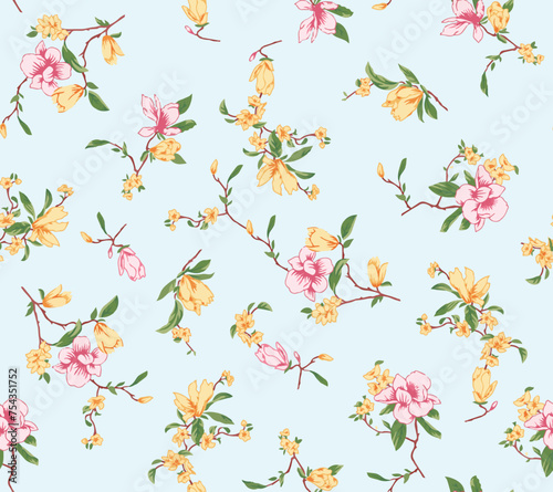 Wallpaper Mural flower Seamless Floral Shabby Chic Pattern Torontodigital.ca