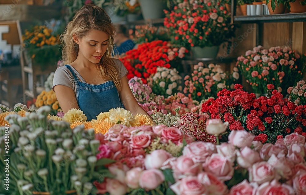 For their wedding, women are selecting the flowers.