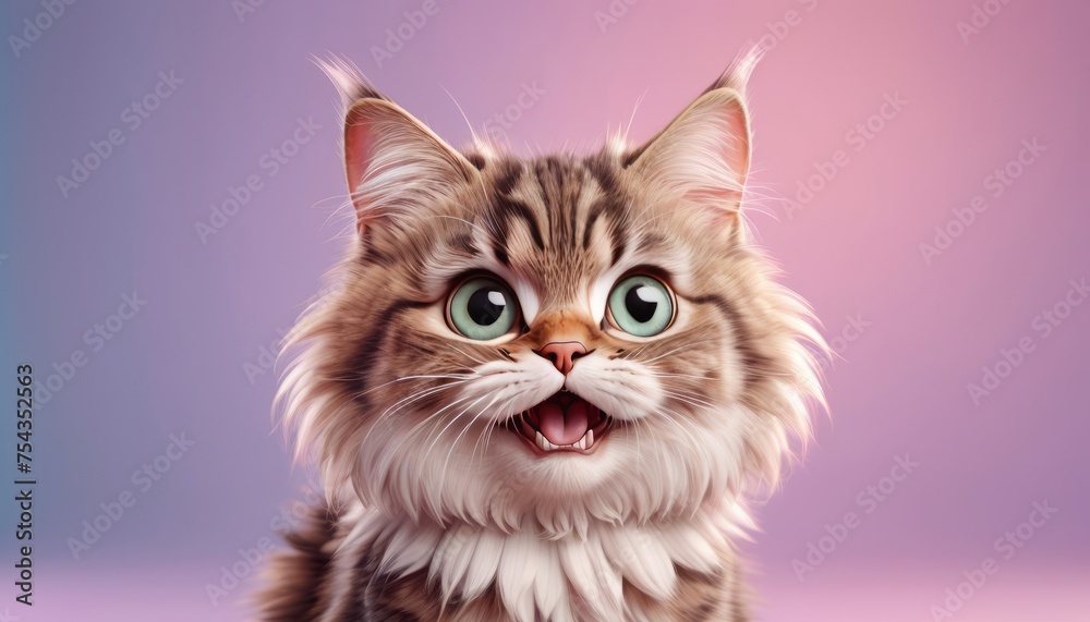 The cat looks with big eyes, is surprised and indignant, meows. cyclic rendering The cat looks with big eyes, is surprised and indignant, meows. cyclic rendering