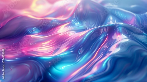 A creative abstract background featuring a liquid holographic metal texture