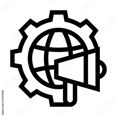 Icono de marketing digital. Estrategia global, promoción online, campaña publicitaria. Ilustración vectorial