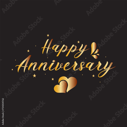 Adobe IllHappy Anniversary vintage hand lettering, brush ink calligraphy, vector type design, isolated on white background.ustrator Artwork photo