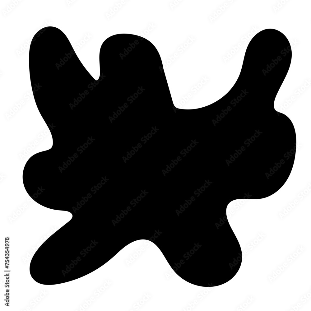 Obraz premium Doodle Blob Simple Shape Icon. Blot Monochrome Black Element. Simple Abstrct Icon Isolated on Backdrop. Irregular Childish Hand Drawn Form