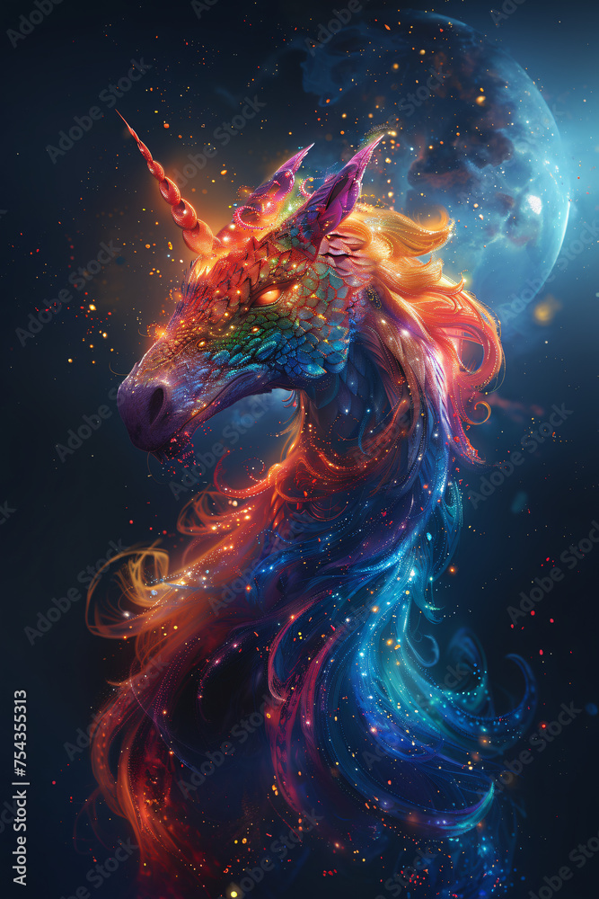 Naklejka premium Stunning drawing of a unicorn.