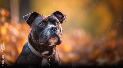 Portrait of a staffordshire terrier dog. Illustration AI Generative. photo