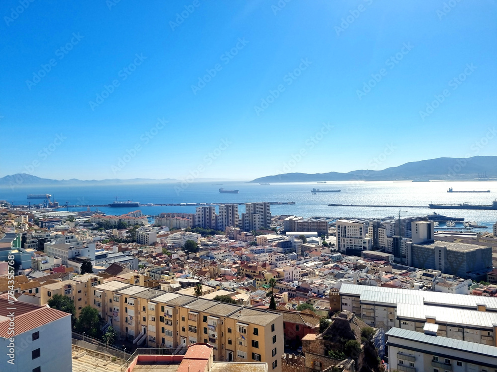 Aerial photography of Gibraltar overlooking the Mediterranean
