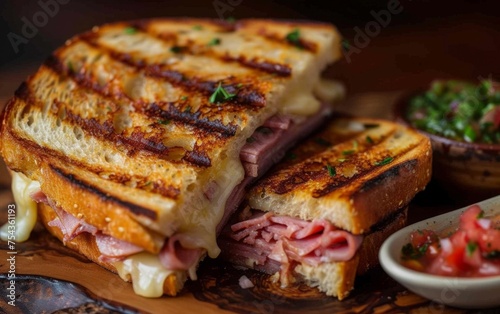 The Fine Details of a Grilled Ham and Cheese Sandwich Through Macro Photography
