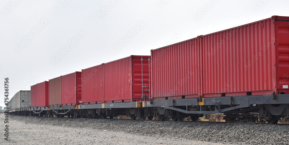 Cargo container on freight train ready to leave the station. Cargo container on freight train ready to leave the station.