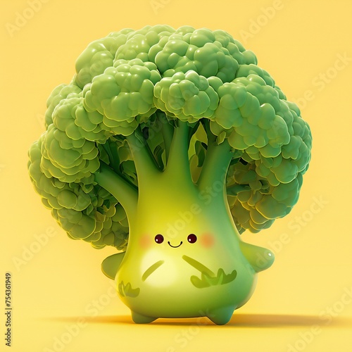 A broccoli vegetable 3d realistic character