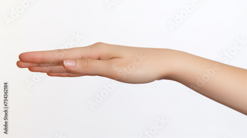 Woman's Hand Gesturing Small Measurement on White Background