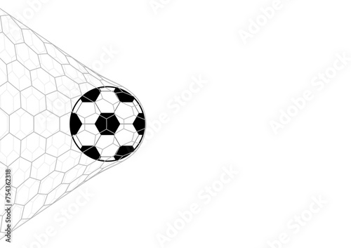 Football or Soccer Ball in Goal. Football Championship. Soccer Banner Template for Poster. Vector Illustration. 