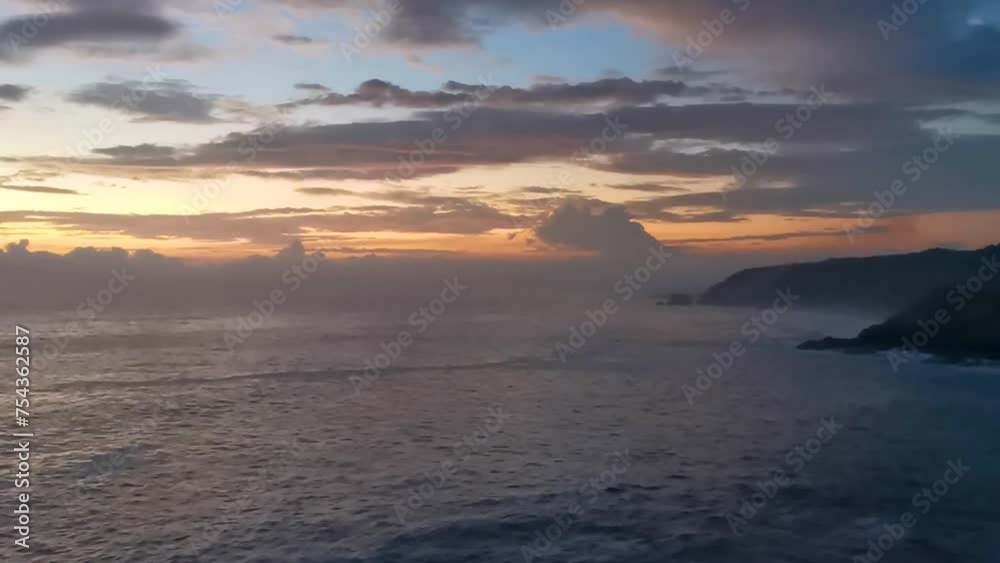 Punta Playa Cometa sunset panorama view mountains rocks Mazunte Mexico.