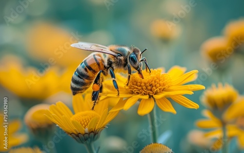 Image of a Bee on a Sunflower Extracting Nectar © Pure Imagination