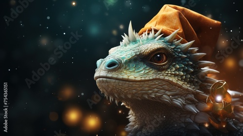 Christmas Dragon with Hat