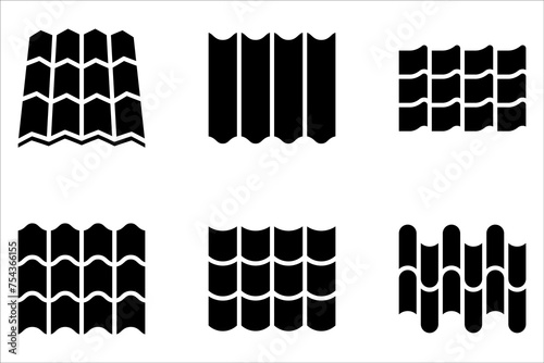 Roof icon set. Roof tile sign on white background