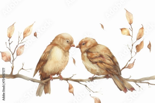 watercolor two love birds, valentine's day theme, ai generated © Andrei
